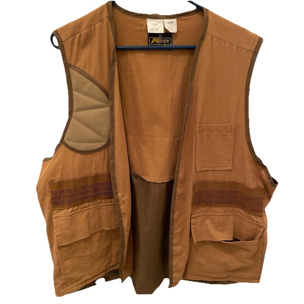 Vintage Kmart Shooting Vest Mens Large 42/44 Brown Canvas Hunting Shell Holder